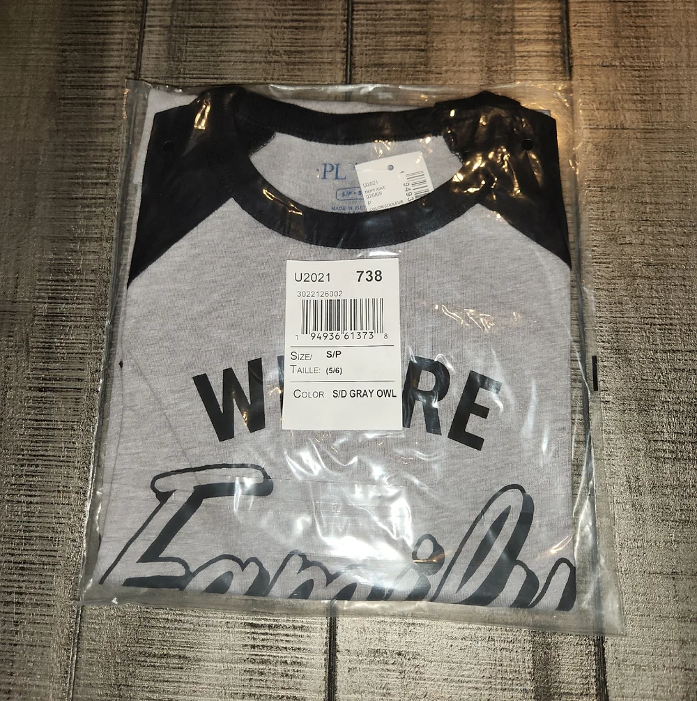 NWT TCP Gray Tee with Black Raglan Sleeves
